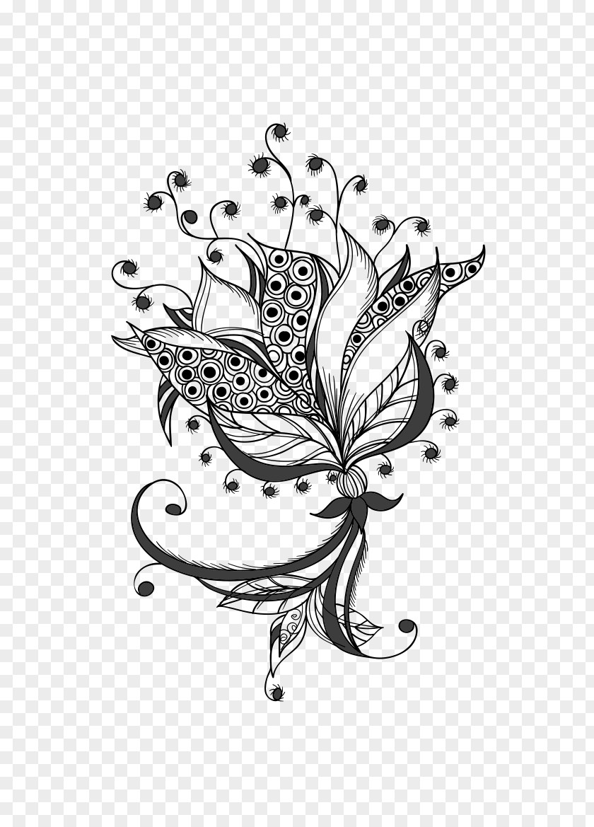 Chinese Flower Tattoo Stock Photography PNG