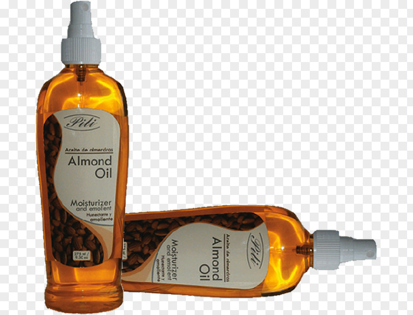 Hair Massage Almond Oil Glass Bottle PNG