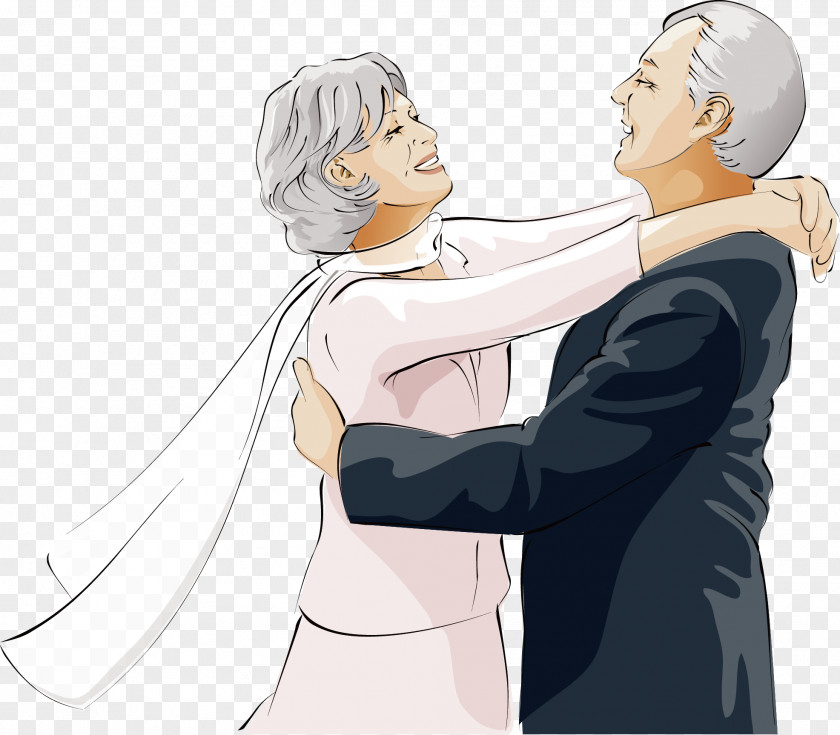 Hug The Old Couple Age Child Happiness PNG