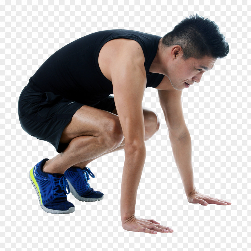 Young Athletic Man Starting Jogging PNG