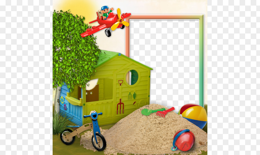 Cartoon Sand Toys With A Decorative Frame House Picture Digital Photo Download PNG