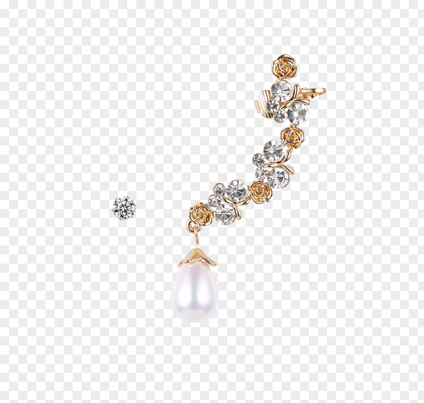 Flower Imitation Pearl Earring Кафф PNG