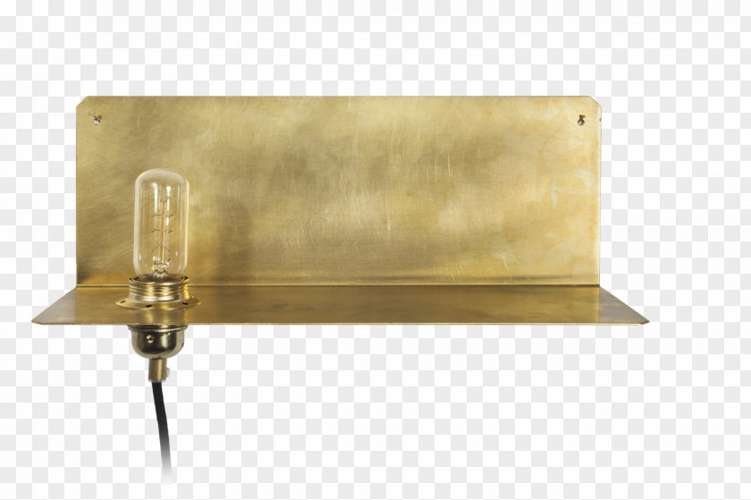 Light Fixture Brass Frama 90° Wall Lamp And Shelf PNG