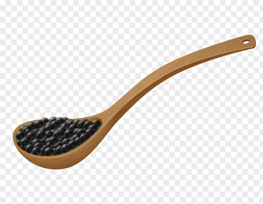 Black Caviar In A Wooden Spoon Sushi PNG