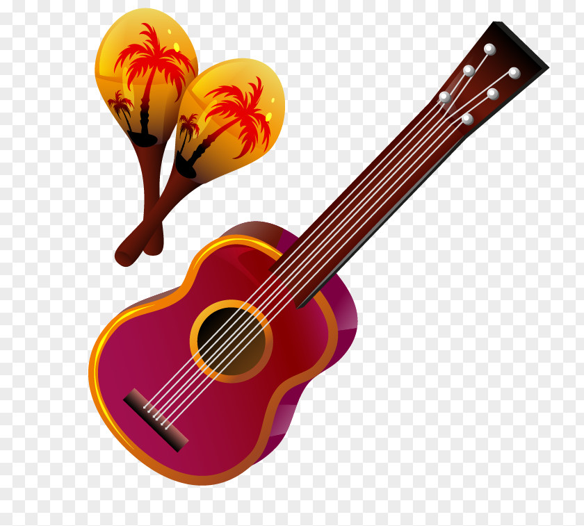 Vector Hand-painted Guitar Sand Hammer Euclidean Illustration PNG