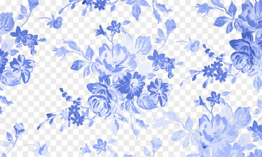 Watercolor Flower Painting Blue Clip Art PNG