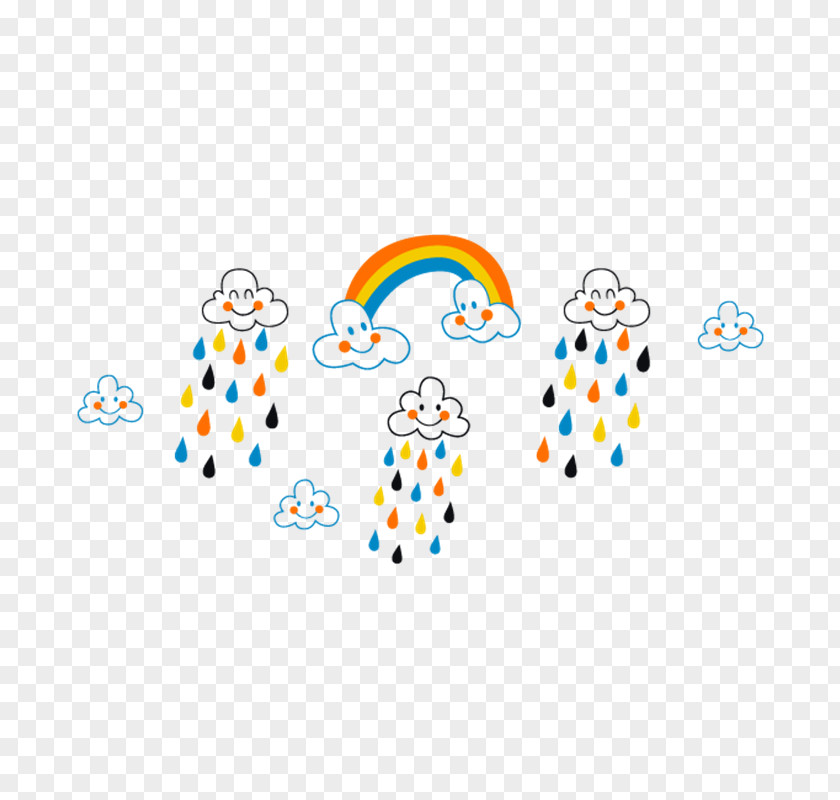 Cloud Rain Color Child Sticker PNG