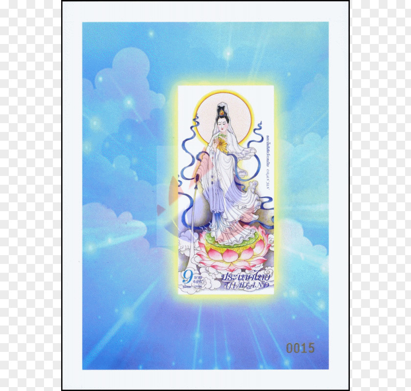 Guanyin Bodhisattva Thailand Miniature Sheet Postage Stamps Phutthachan Amulet PNG