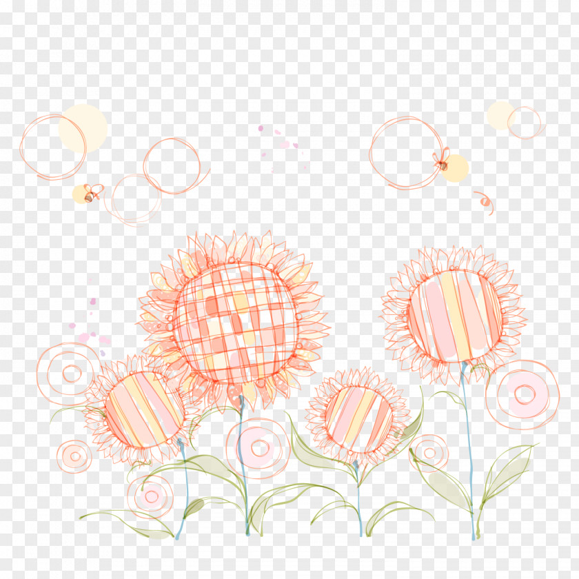Hand Painted Red Sunflower Vector Drawing Common Illustration PNG