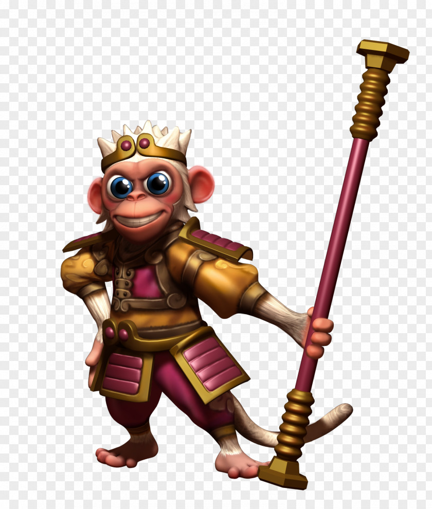 Monkey King Figurine Cartoon Spear Character Animal PNG