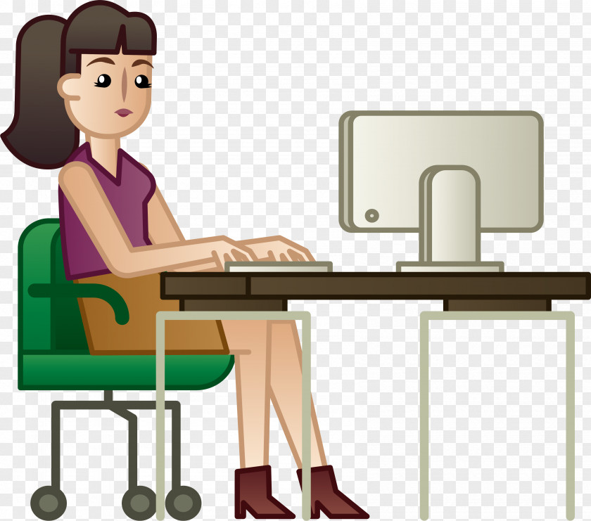 A Woman Who Works In Front Of Computer White-collar Worker PNG