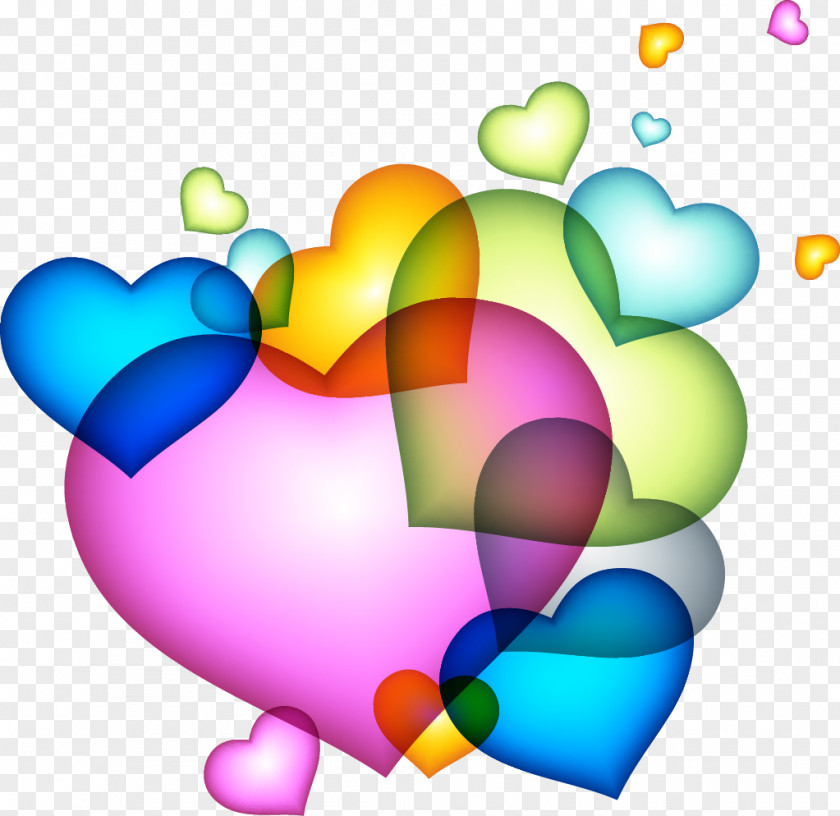 Abstract Cool Colored Stars Heart Color PNG