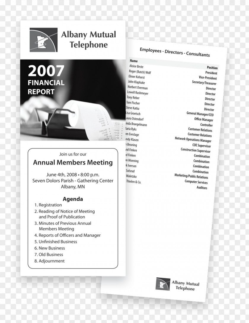 Peripheral Vision Albany Mutual Telephone Brochure Direct Marketing Annual Report PNG