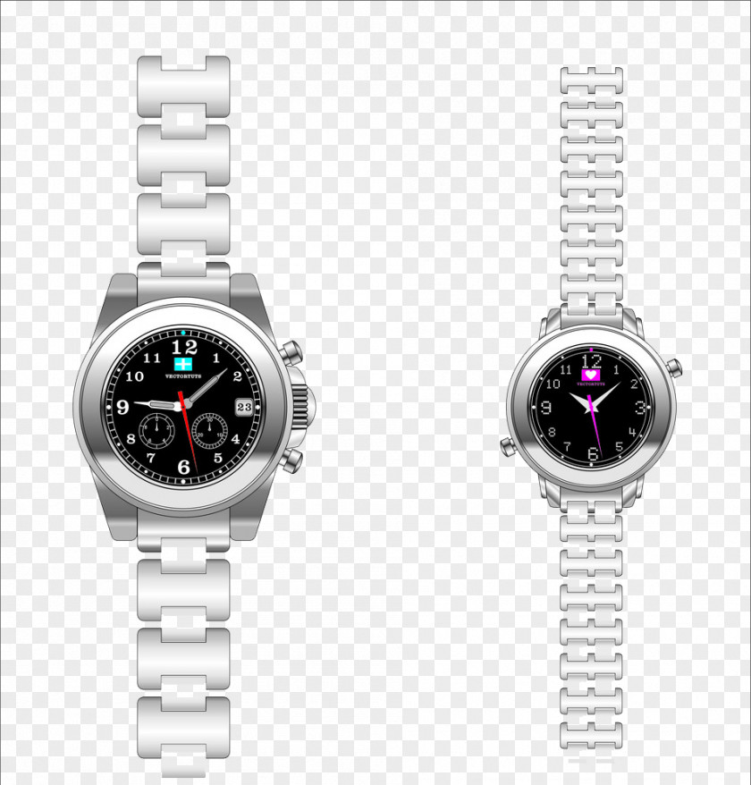 Couple Silver Watches Watch Designer Fashion Accessory Strap PNG