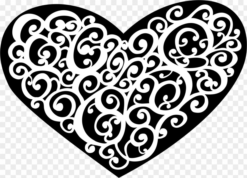 Ornamental Heart Line Art Clip PNG