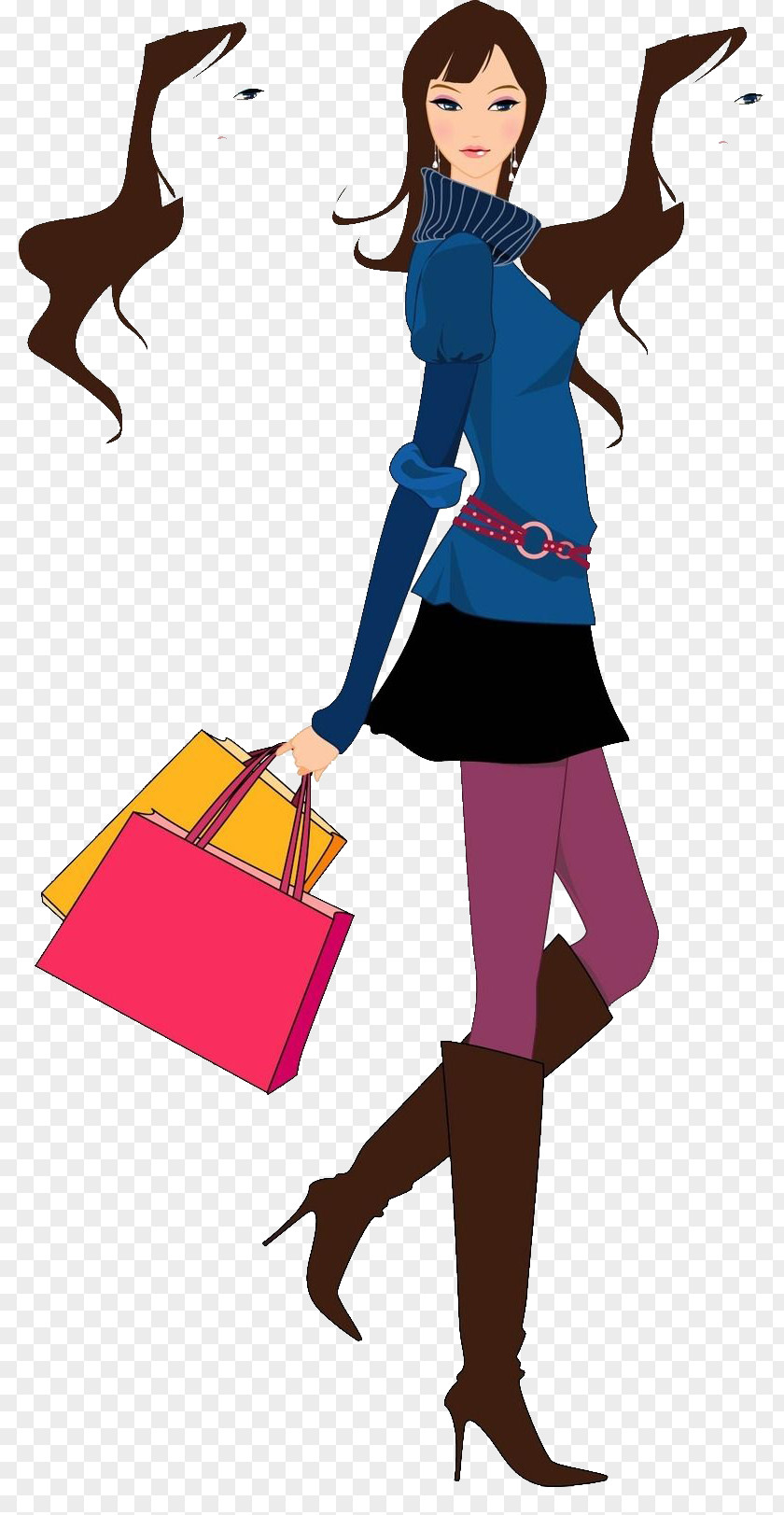 Woman In Blue Dress PNG