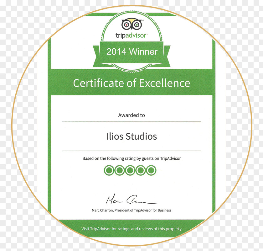 Excellence Certificate TripAdvisor Hotels.com Bed And Breakfast Accommodation PNG
