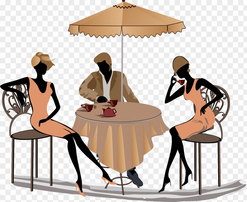 Brown Tea For Men And Women Cafe Cartoon Drawing PNG