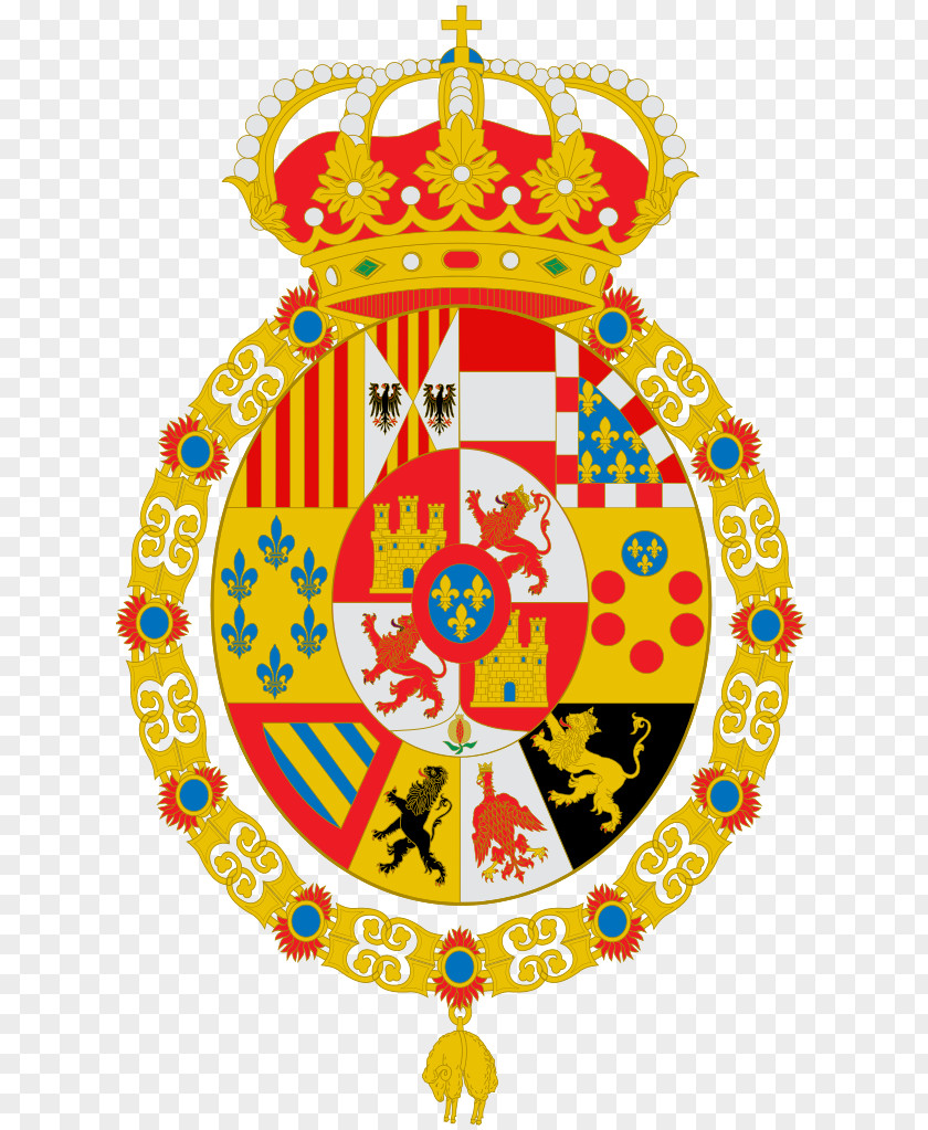 Golden Royal Coat Of Arms Spain Escutcheon Prince Asturias Order Charles III PNG