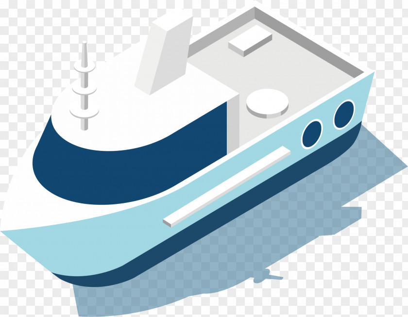 Blue Ship Cargo Boat PNG