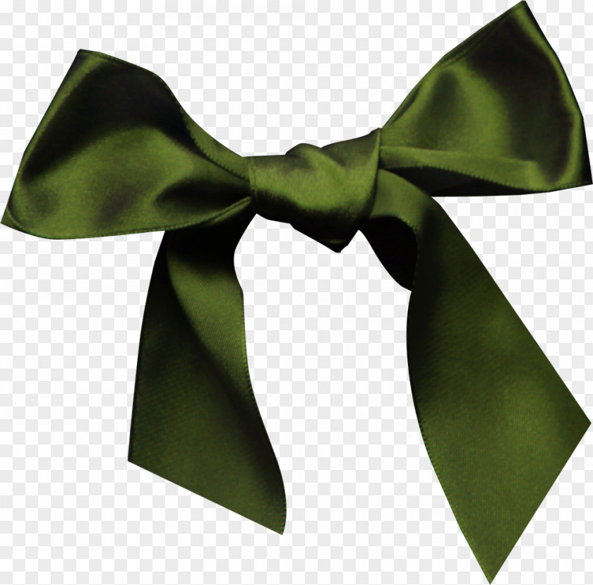Dark Green Bow Silk Ribbon Tie PNG