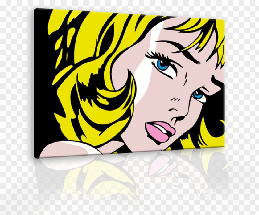 Drowning Girl With Hair Ribbon Pop Art Canvas PNG with art Canvas, roy lichtenstein clipart PNG