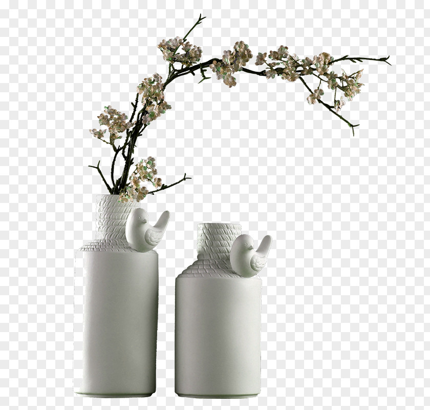 White Simple Vase Plant Decoration Pattern Ceramic Download PNG