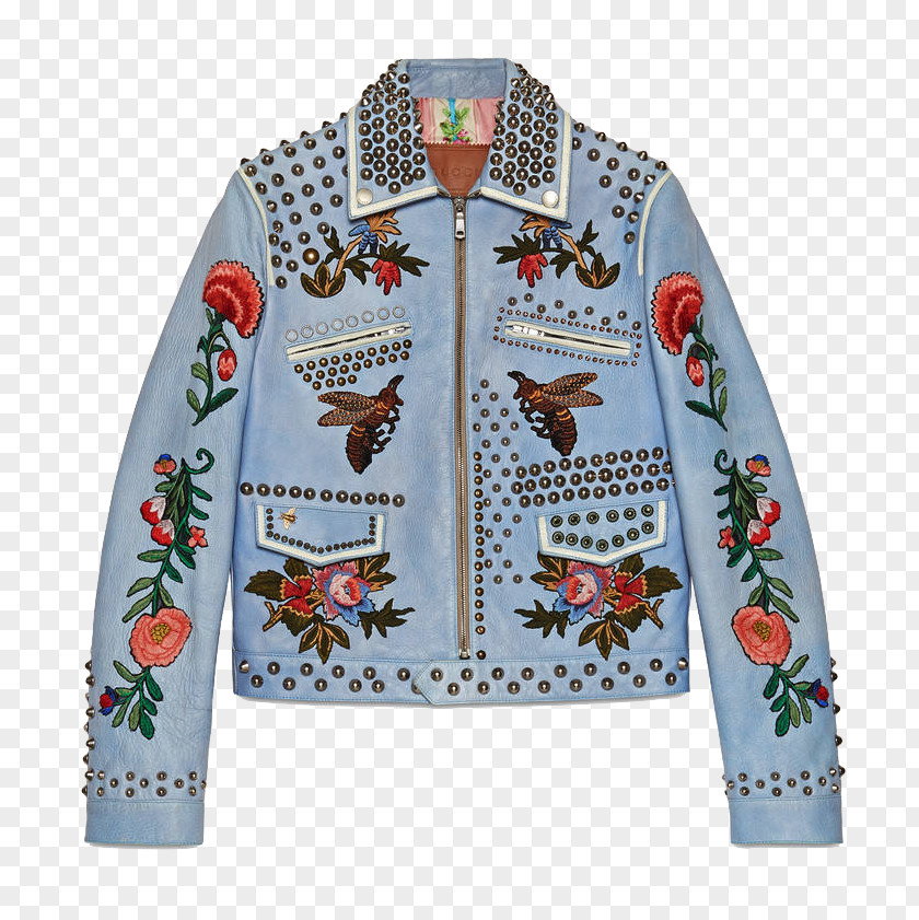 Jacket Gucci Embroidery Leather Flight PNG