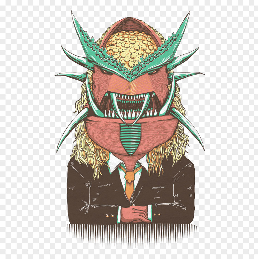 Red Monster Mask Cartoon Illustration PNG