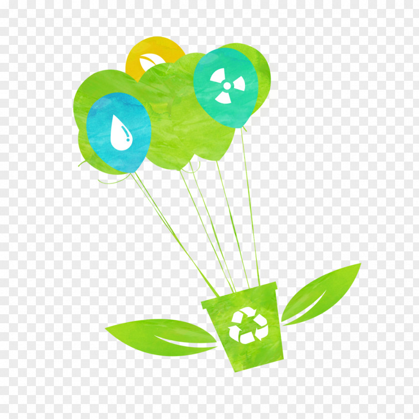 Green Painted Parachute Environmental Protection Poster Energy Conservation PNG