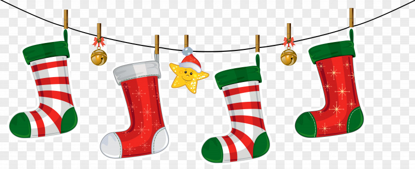 Transparent Christmas Stockings Decoration Clipart Ornament Santa Claus Clip Art PNG