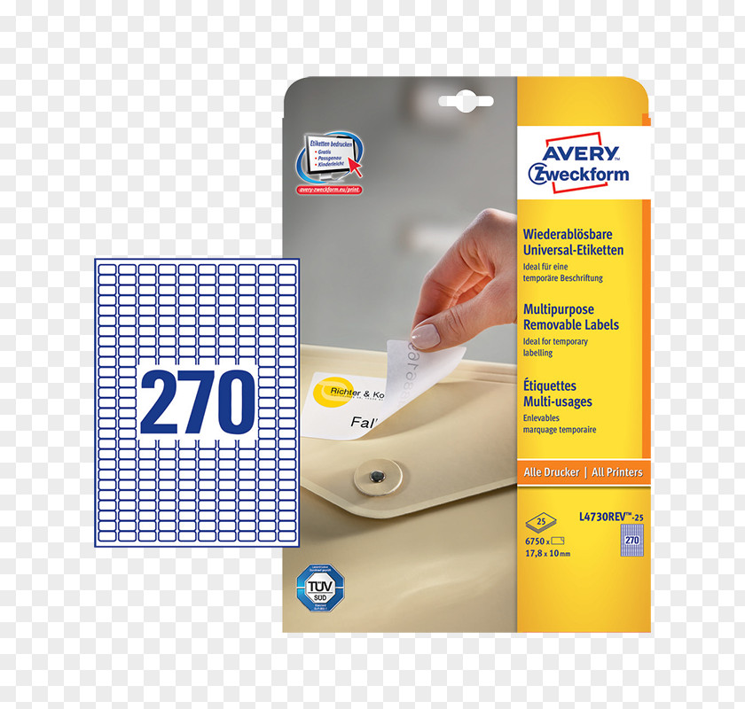 Etikett Paper Label A4 Avery Dennison Adhesive PNG