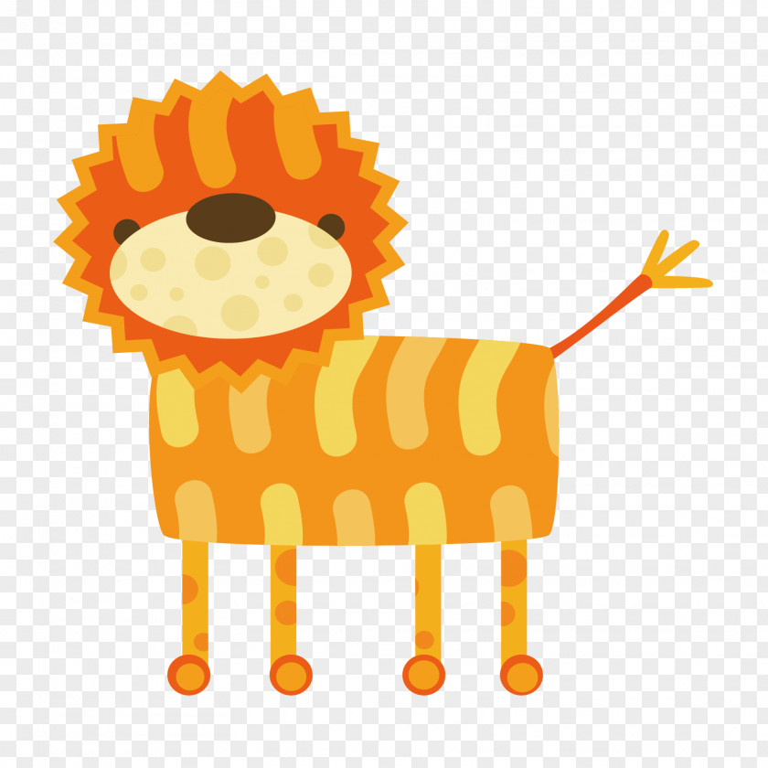 Hand-painted Cute Lion Material Sticker PNG
