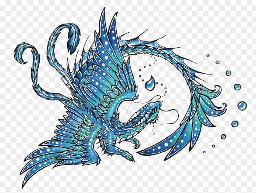 Vector Blue Western Dragon Chinese Pattern PNG