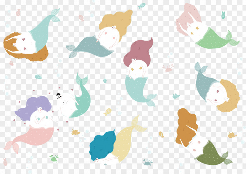 Fat Mermaid Background Pattern Wallpaper PNG