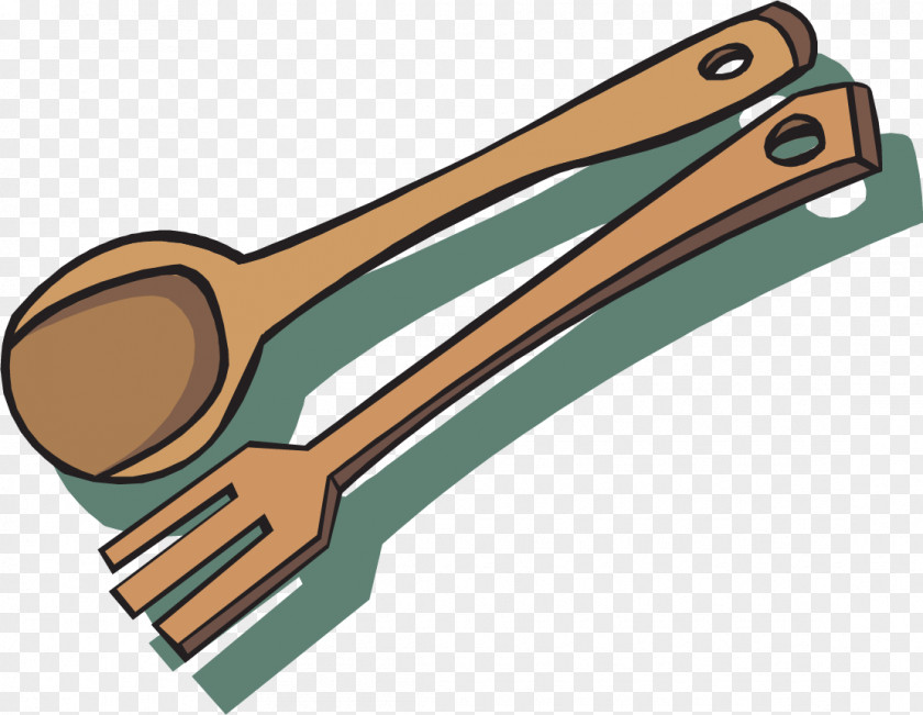 Vector Hand-painted Spoon Fork Wooden Clip Art PNG