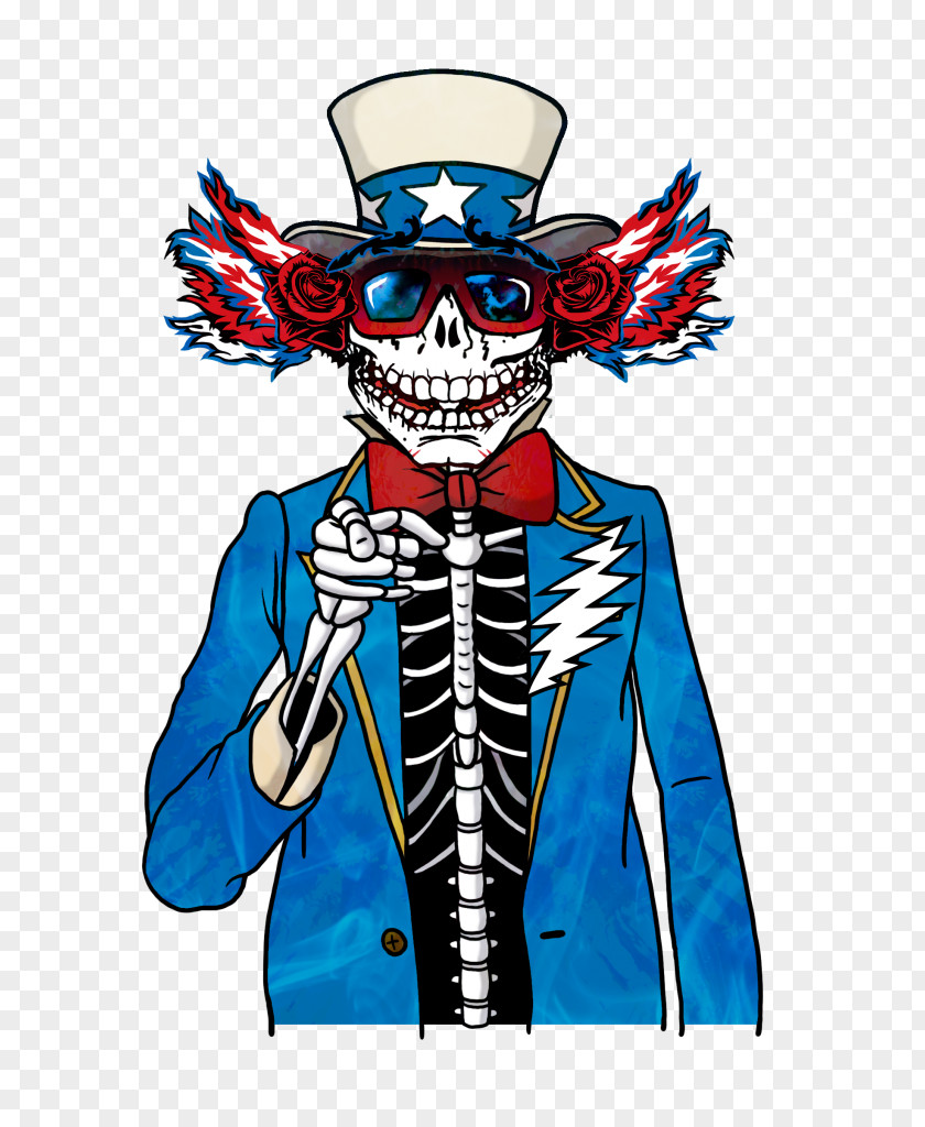 Uncle Sam Hat Skeleton Grateful Dead Costume PNG