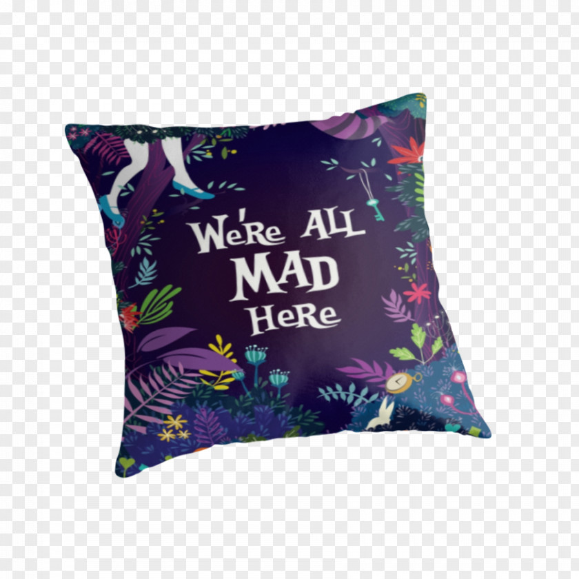 We Are All Mad Here Cushion Throw Pillows Tibetan Silver PNG