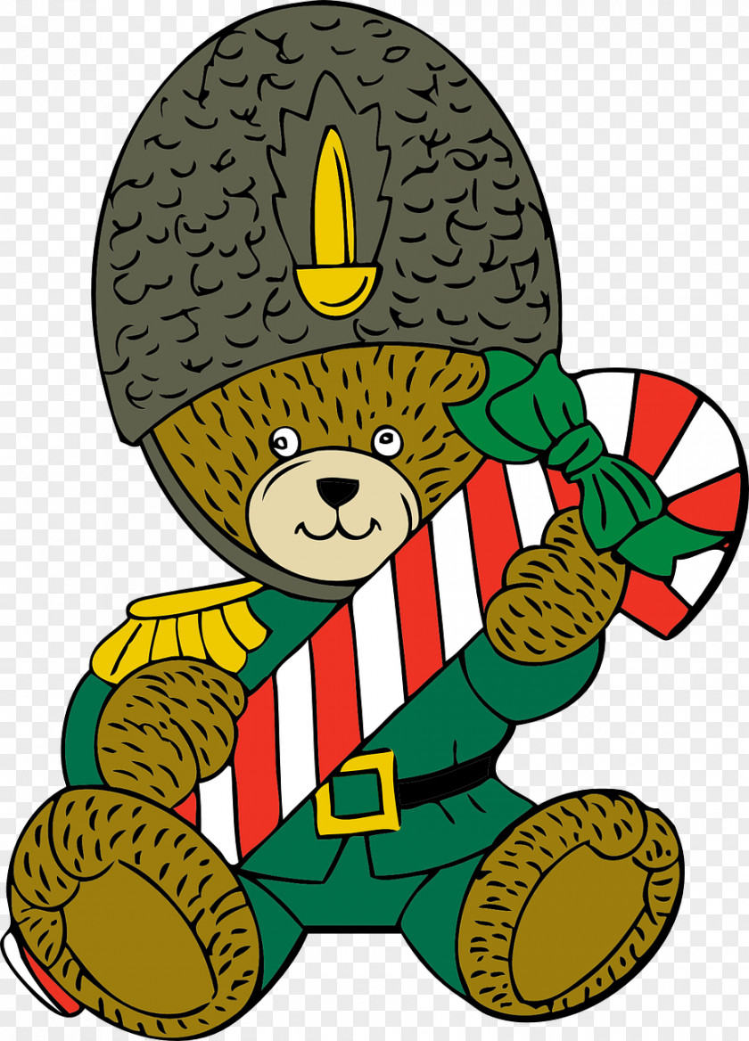 Toy Bear Santa Claus Candy Cane Christmas Military Clip Art PNG