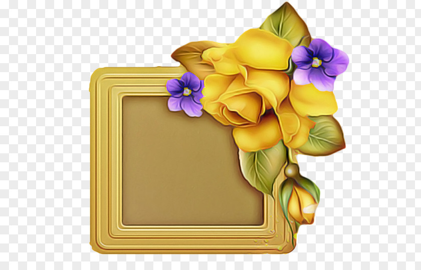 Viola Rectangle Floral Design Frame PNG