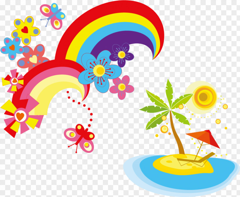 Beach Ocean Summer Promotion Rainbow Illustration PNG
