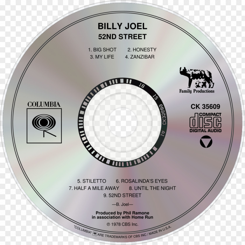 Billy Joel Compact Disc 52nd Street Album Piano Man Big Shot PNG