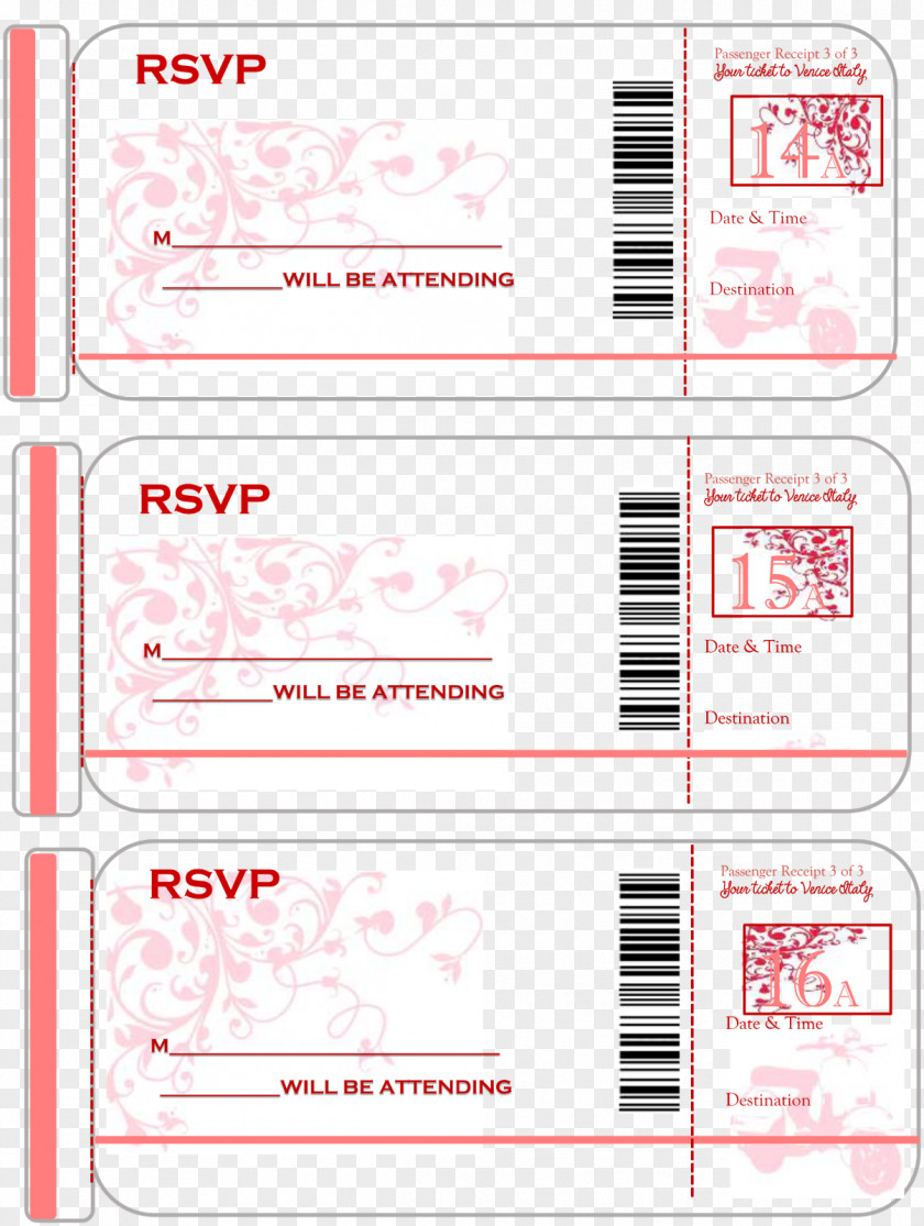 Boarding Pass Wedding Invitation Paper RSVP Save The Date PNG