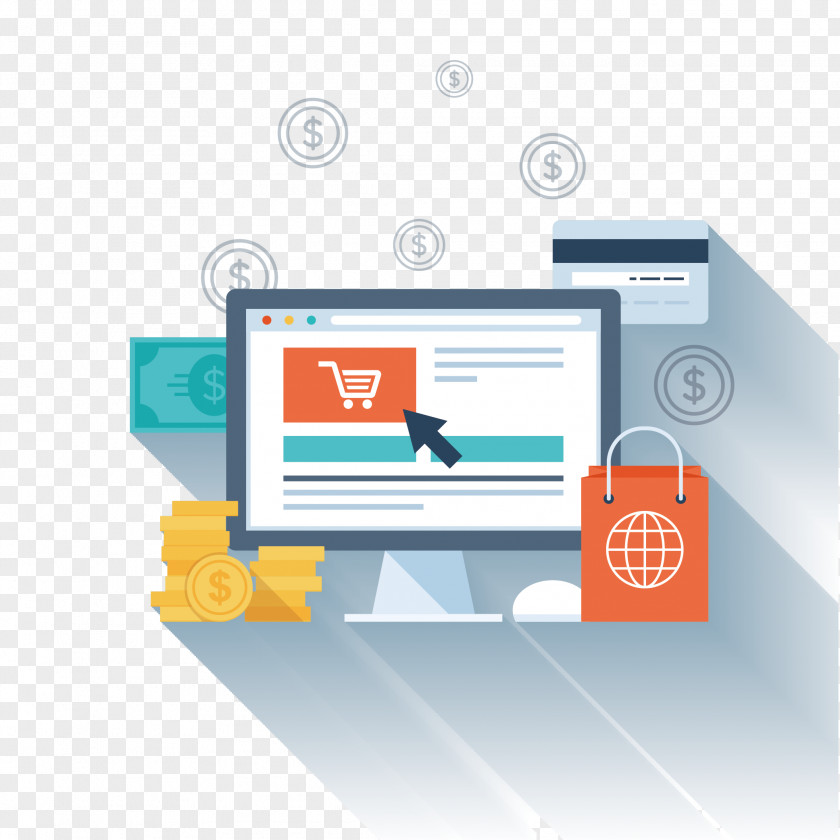 Vector Computer Icon Digital Marketing Sales E-commerce Online Shopping And Offline PNG
