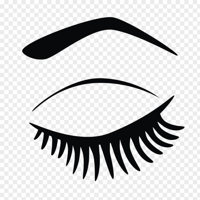 Hand Painted Eyes Closed Eyelash Extensions Clip Art PNG