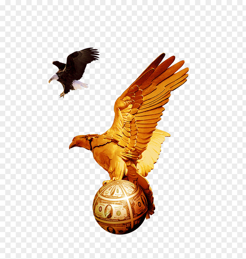 Eagle Bald Golden Statue Sculpture PNG