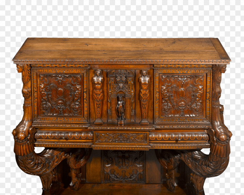 Antique Carved Exquisite Renaissance Buffets & Sideboards Furniture Table 16th Century PNG