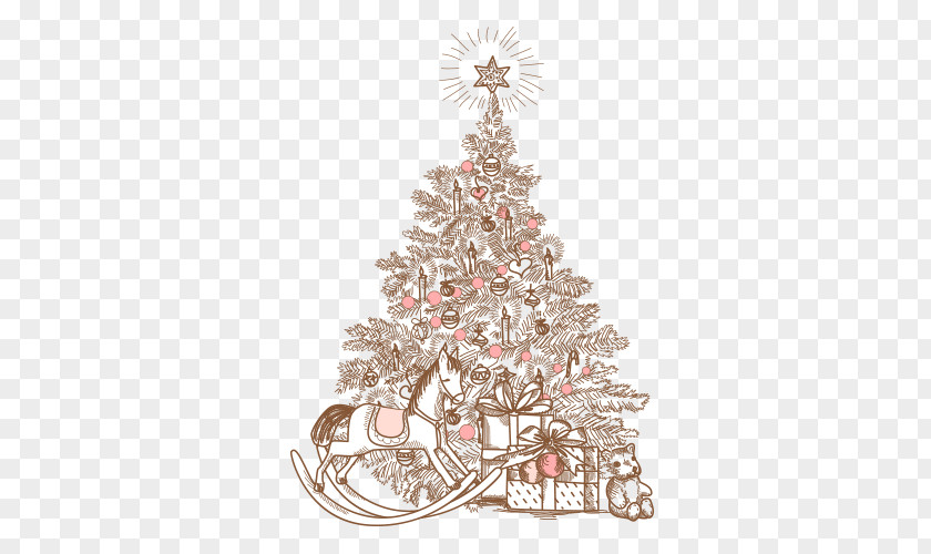 Gift Christmas Tree Card Illustration PNG