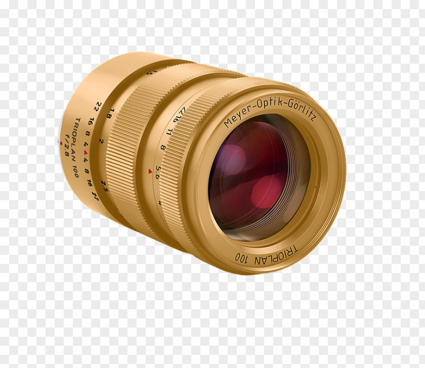 Gold Plated Camera Lens Canon EF Mount Görlitz Meyer-Optik Trioplan PNG