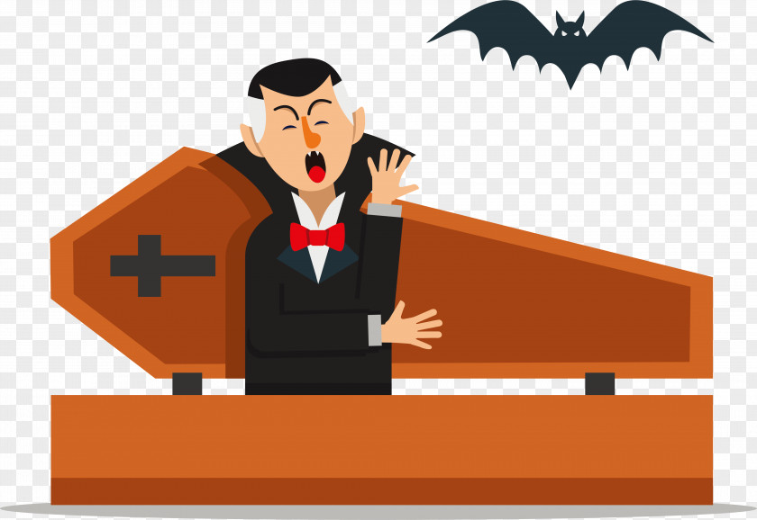 The Vampire In Coffin Adobe Illustrator Clip Art PNG